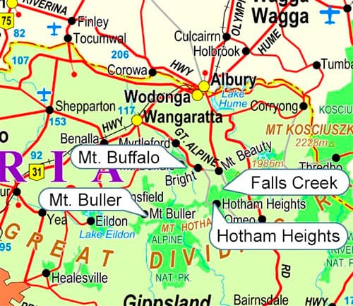 Victoria Ski Fields Map